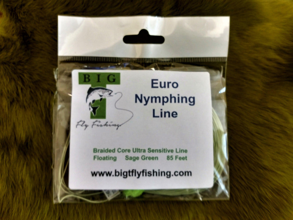 Fly angler euro nymphing with a long rod on a clear mountain stream