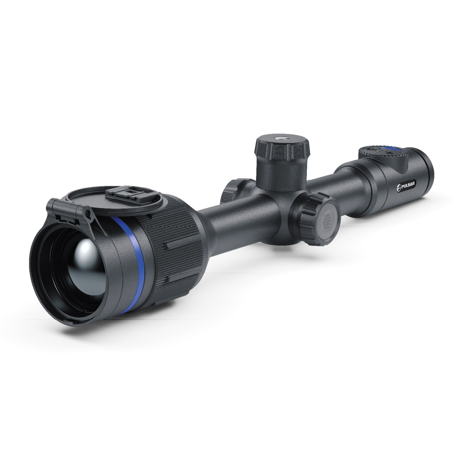 Pulsar Thermion 2 XP50 Pro thermal scope mounted on a bolt-action rifle at dusk